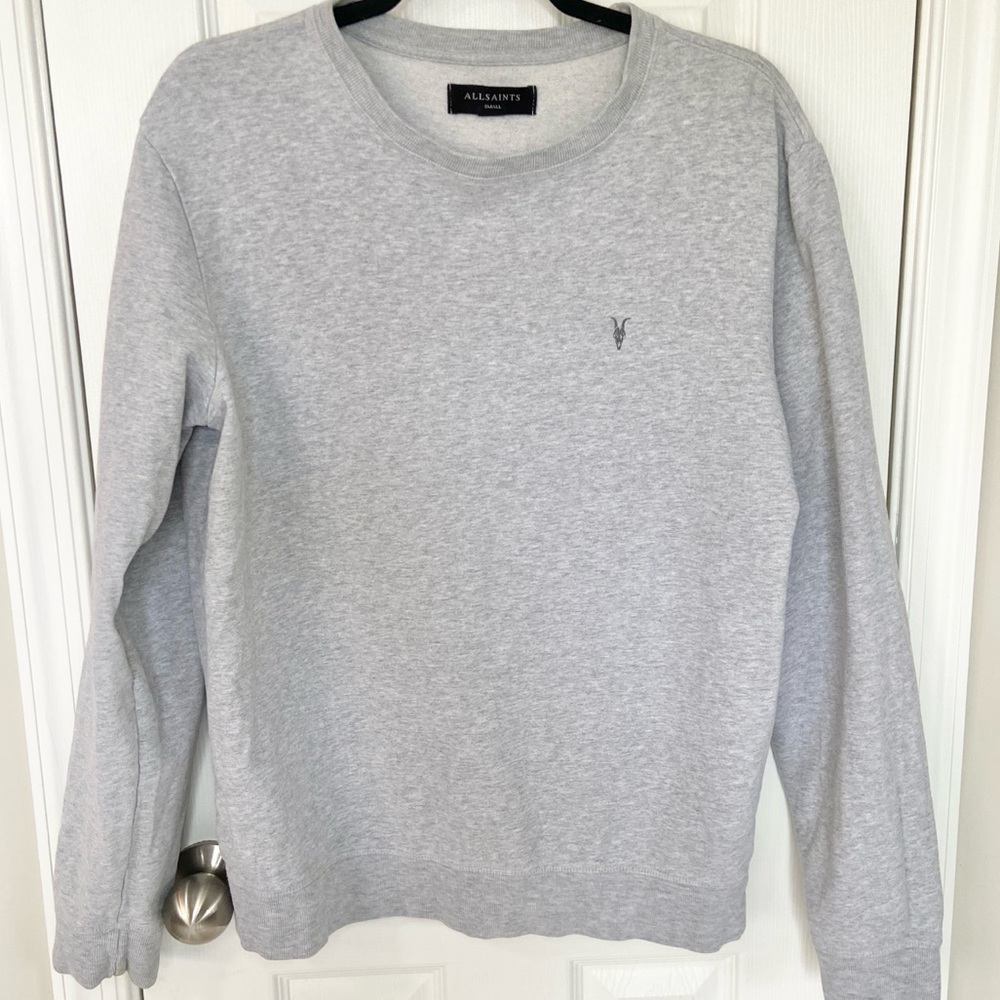 ALLSAINTS Raven Crewneck Ramskull Sweatshirt in Gray Men’s Small